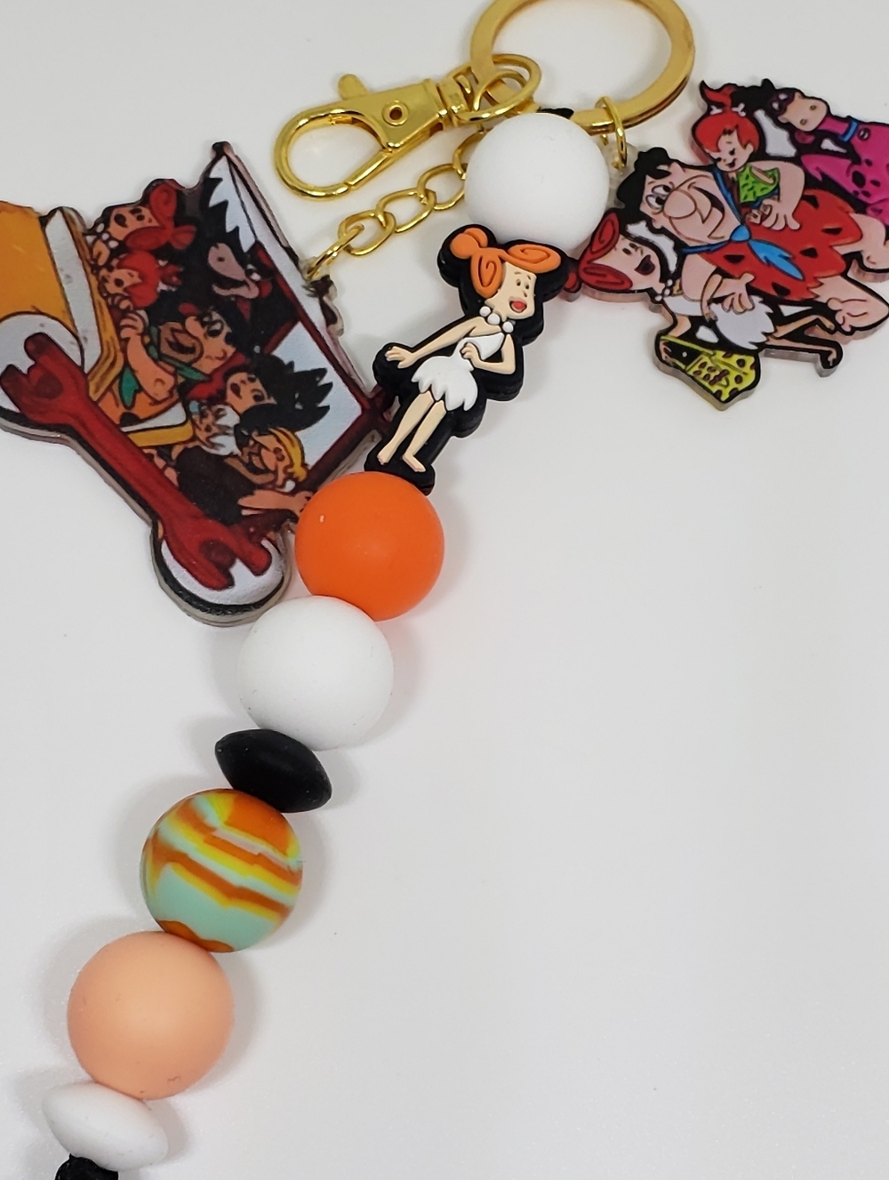 Handmade Flintstones Wilma Flintstone Silicone Beaded Keychain